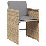15 Piece Garden Dining Set with Cushions Mix Beige Poly Rattan