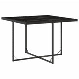5 Piece Garden Dining Set with Cushions Black Poly Rattan - Top-Down View