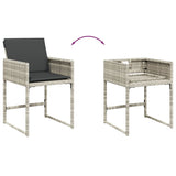 5 Piece Garden Dining Set with Cushions Light Grey Poly Rattan - Rear View