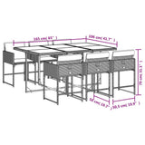 7 Piece Garden Dining Set with Cushions Black Poly Rattan