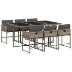 7 Piece Garden Dining Set with Cushions Grey Poly Rattan