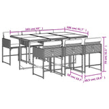 7 Piece Garden Dining Set with Cushions Mix Beige Poly Rattan - Rear View