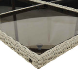 9 Piece Garden Dining Set with Cushions Light Grey Poly Rattan - Close-Up Angle