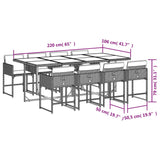 9 Piece Garden Dining Set with Cushions Mix Beige Poly Rattan - Rear View