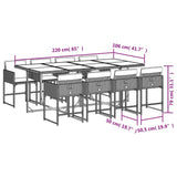 9 Piece Garden Dining Set with Cushions Beige Poly Rattan - Rear View