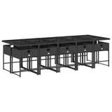 11 Piece Garden Dining Set with Cushions Black Poly Rattan - Side View