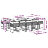 11 Piece Garden Dining Set with Cushions Grey Poly Rattan