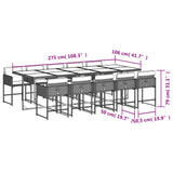 11 Piece Garden Dining Set with Cushions Beige Poly Rattan - Rear View