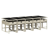 11 Piece Garden Dining Set with Cushions Light Grey Poly Rattan - Side View