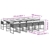 11 Piece Garden Dining Set with Cushions Light Grey Poly Rattan - Extra Image