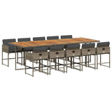 11 Piece Garden Dining Set with Cushions Grey Poly Rattan - Front View