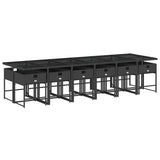 13 Piece Garden Dining Set with Cushions Black Poly Rattan - Side View