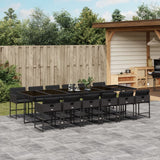 13 Piece Garden Dining Set with Cushions Black Poly Rattan - Front View