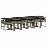 13 Piece Garden Dining Set with Cushions Grey Poly Rattan - Side View