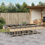 13 Piece Garden Dining Set with Cushions Mix Beige Poly Rattan