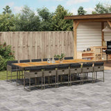 13 Piece Garden Dining Set with Cushions Grey Poly Rattan