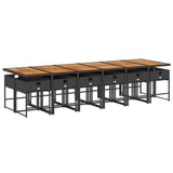 13 Piece Garden Dining Set with Cushions Black Poly Rattan