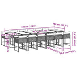13 Piece Garden Dining Set with Cushions Black Poly Rattan - Rear View