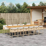 13 Piece Garden Dining Set with Cushions Beige Poly Rattan
