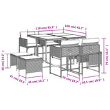 9 Piece Garden Dining Set with Cushions Beige Poly Rattan - Rear View