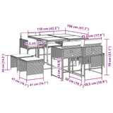 9 Piece Garden Dining Set with Cushions Grey Poly Rattan - Rear View