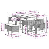 9 Piece Garden Dining Set with Cushions Black Poly Rattan - Rear View