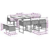 11 Piece Garden Dining Set with Cushions Grey Poly Rattan