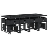 13 Piece Garden Dining Set with Cushions Black Poly Rattan - Side View