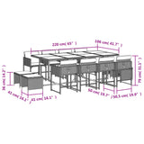 13 Piece Garden Dining Set with Cushions Black Poly Rattan - Rear View