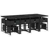 13 Piece Garden Dining Set with Cushions Black Poly Rattan - Side View