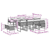 13 Piece Garden Dining Set with Cushions Grey Poly Rattan - Rear View