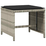 13 Piece Garden Dining Set with Cushions Light Grey Poly Rattan - Rear View