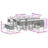13 Piece Garden Dining Set with Cushions Light Grey Poly Rattan - Extra Image