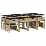 13 Piece Garden Dining Set with Cushions Mix Beige Poly Rattan - Side View