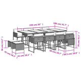 13 Piece Garden Dining Set with Cushions Mix Beige Poly Rattan - Rear View