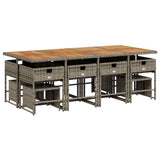 13 Piece Garden Dining Set with Cushions Grey Poly Rattan