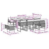 13 Piece Garden Dining Set with Cushions Black Poly Rattan