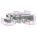 13 Piece Garden Dining Set with Cushions Beige Poly Rattan