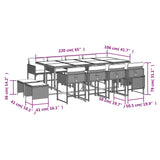 13 Piece Garden Dining Set with Cushions Beige Poly Rattan - Rear View