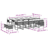 15 Piece Garden Dining Set with Cushions Black Poly Rattan - Rear View