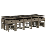 15 Piece Garden Dining Set with Cushions Grey Poly Rattan