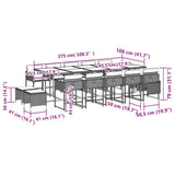 15 Piece Garden Dining Set with Cushions Grey Poly Rattan