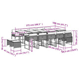 15 Piece Garden Dining Set with Cushions Grey Poly Rattan - Rear View