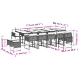 15 Piece Garden Dining Set with Cushions Light Grey Poly Rattan