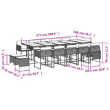 15 Piece Garden Dining Set with Cushions Mix Beige Poly Rattan - Rear View