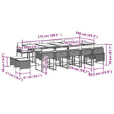 15 Piece Garden Dining Set with Cushions Grey Poly Rattan