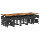 15 Piece Garden Dining Set with Cushions Black Poly Rattan - Side View