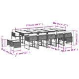 15 Piece Garden Dining Set with Cushions Beige Poly Rattan - Rear View