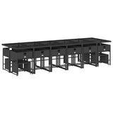 17 Piece Garden Dining Set with Cushions Black Poly Rattan - Side View