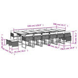17 Piece Garden Dining Set with Cushions Black Poly Rattan - Rear View